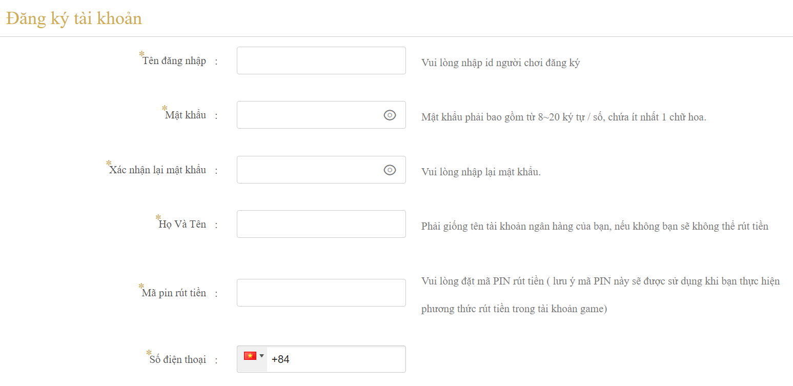 Đăng ký SV66 - Tạo tài khoản nhận ngay khuyến mãi 300k 7 Điền thông tin đăng ký tài khoản SV66
